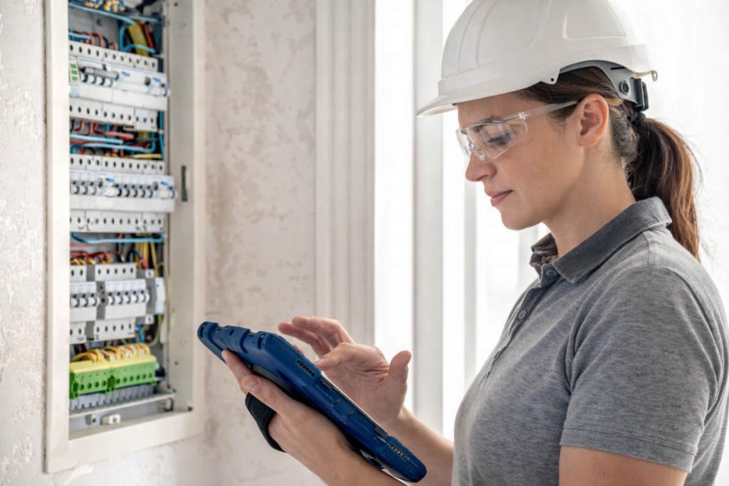 electricista en Valladolid instalando cuadro eléctrico